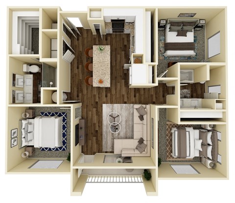 LeVante at Valley Vista Apartments C1 3D Floor Plan